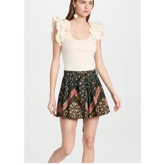 Ulla Johnson Koa Top in Cream Ribbed Knit Ruffle Cap Sleeve Size P Petite - Picture 2 of 10